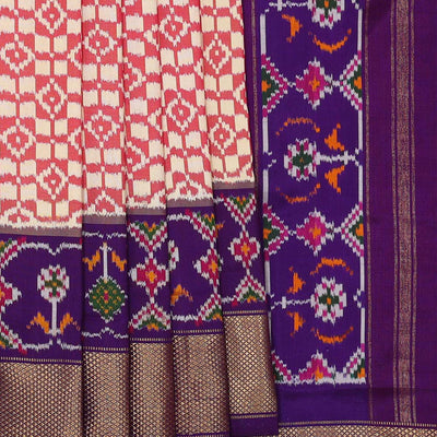Ikat Silk Light Red Saree
