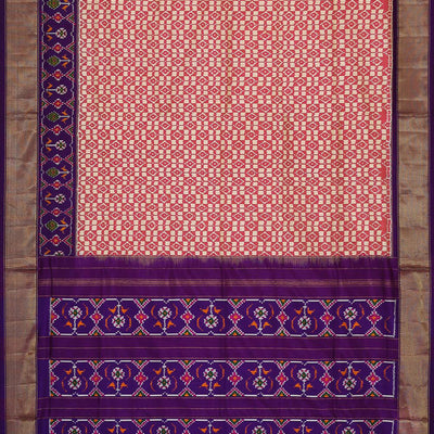 Ikat Silk Light Red Saree