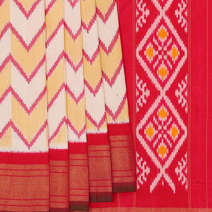 Ikat Silk Cream Saree