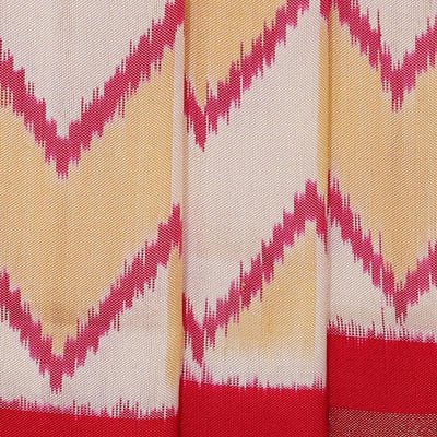 Ikat Silk Cream Saree