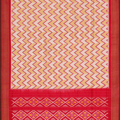 Ikat Silk Cream Saree
