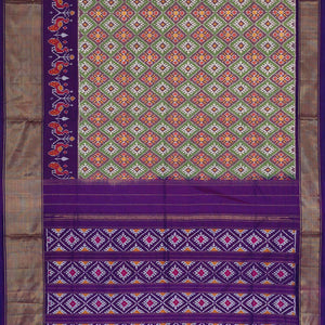 Ikat Silk Green Saree