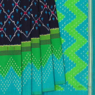 Ikat Silk Navy Blue Saree