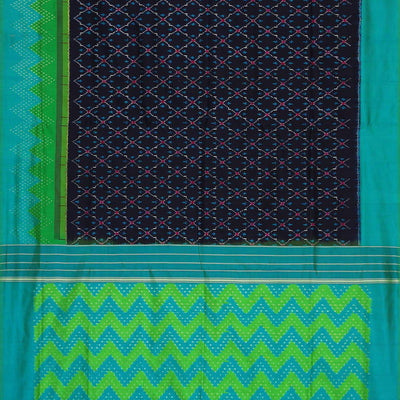 Ikat Silk Navy Blue Saree