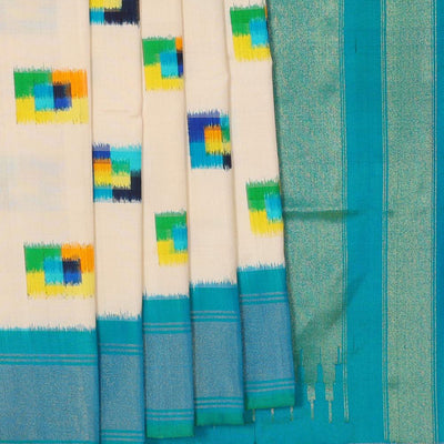 Ikat Silk Cream Saree