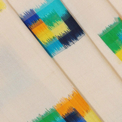 Ikat Silk Cream Saree