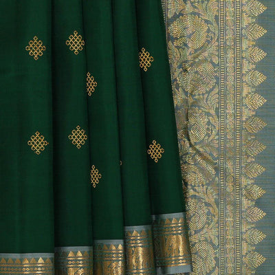 Kanchipattu Bottle Green Brocade Saree
