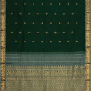 Kanchipattu Bottle Green Brocade Saree