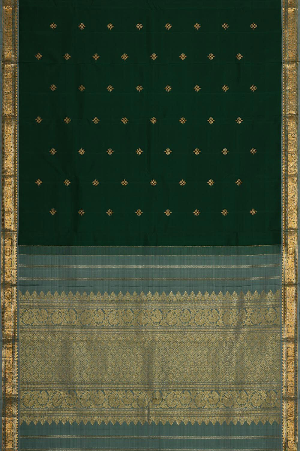 Kanchipattu Bottle Green Brocade Saree