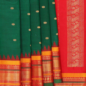 Gadwal Silk Bottle Green Saree