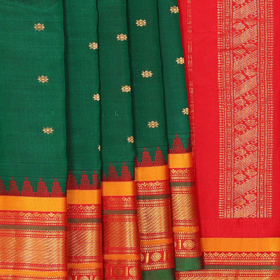 Gadwal Silk Bottle Green Saree