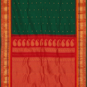 Gadwal Silk Bottle Green Saree