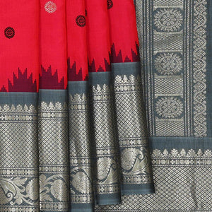 Gadwal Silk Red Saree