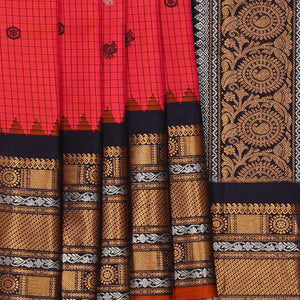 Gadwal Silk Pinkish Red Saree