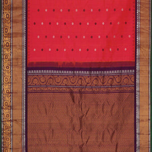 Gadwal Silk Pinkish Red Saree