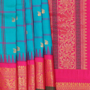 Gadwal Silk Sky Blue Saree