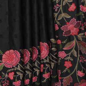 Embroidered Tussar Silk Black Saree