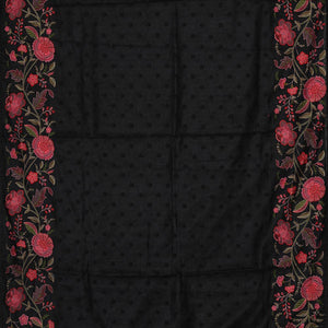 Embroidered Tussar Silk Black Saree