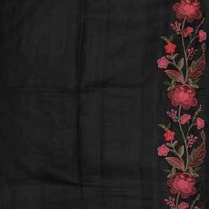 Embroidered Tussar Silk Black Saree