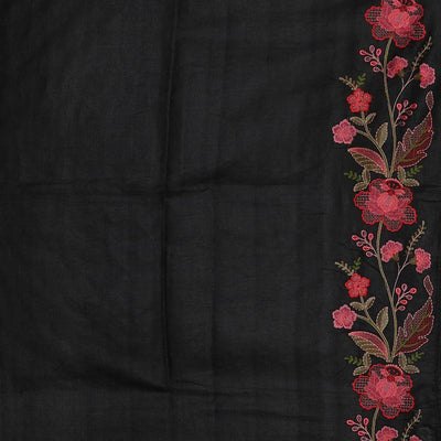 Embroidered Tussar Silk Black Saree
