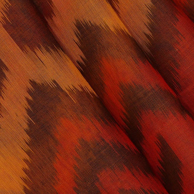 Ikat Silk Cotton Yellow-Red Saree