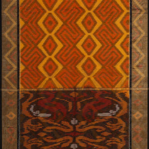 Ikat Silk Cotton Yellow-Red Saree