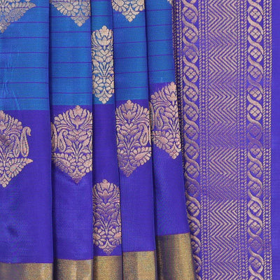 Dark Ocean Blue Silk Saree