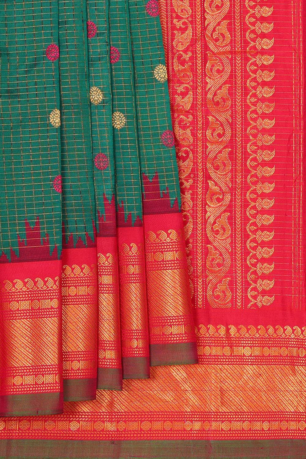 Gadwal Silk Emerald Green Saree