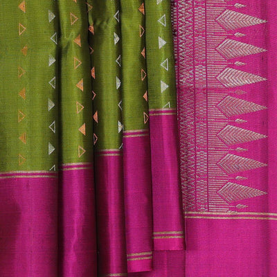 Golden Green Silk Saree