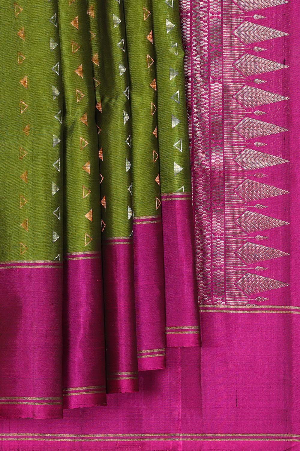 Golden Green Silk Saree