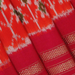 Ikat Silk Orange Saree