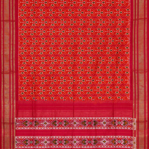 Ikat Silk Orange Saree