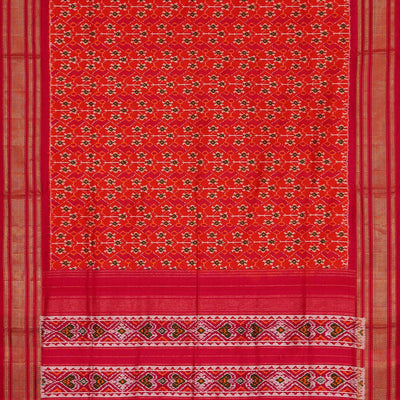 Ikat Silk Orange Saree
