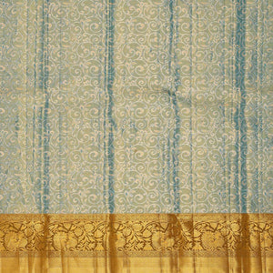 Kanchipattu Blue Tissue Pavada Unstitched Set