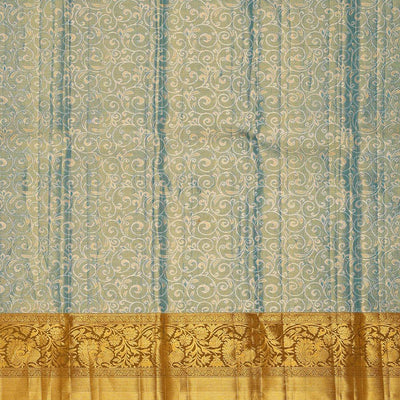 Kanchipattu Blue Tissue Pavada Unstitched Set