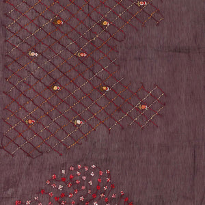 Embroidered Tussar Silk Violet Saree