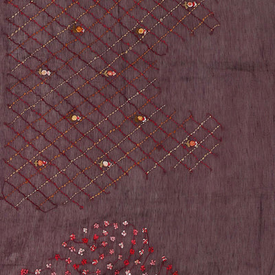 Embroidered Tussar Silk Violet Saree
