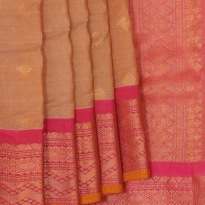 Gadwal Silk Cotton Dark Cream Saree
