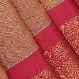 Gadwal Silk Cotton Dark Cream Saree