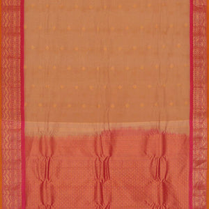 Gadwal Silk Cotton Dark Cream Saree