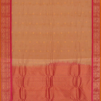 Gadwal Silk Cotton Dark Cream Saree
