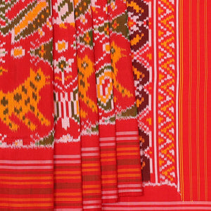 Ikat Silk Dark Orange Saree