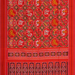 Ikat Silk Dark Orange Saree