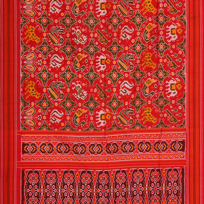 Ikat Silk Dark Orange Saree