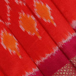 Ikat Orange Pavada Unstitched Set