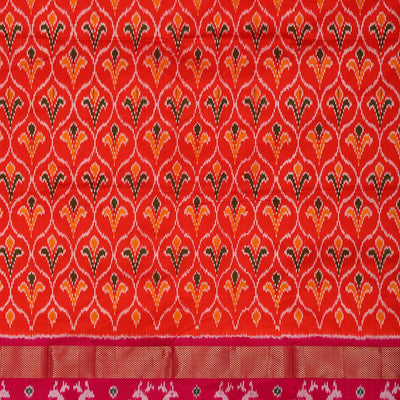 Ikat Orange Pavada Unstitched Set