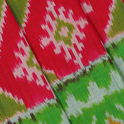 Ikat Reddish Pink Pavada Unstitched Set
