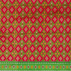 Ikat Reddish Pink Pavada Unstitched Set