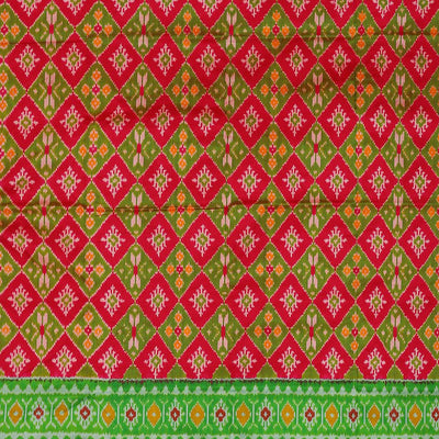 Ikat Reddish Pink Pavada Unstitched Set