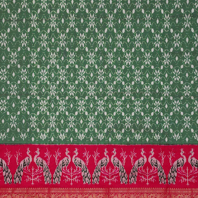 Ikat Green Pavada Unstitched Set